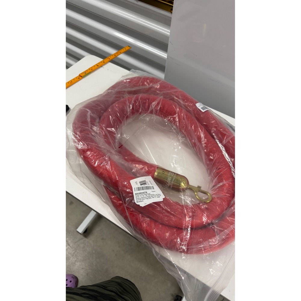 Crowd Control Warehouse 8ft Red Velvet Stanchion Rope Polished Brass